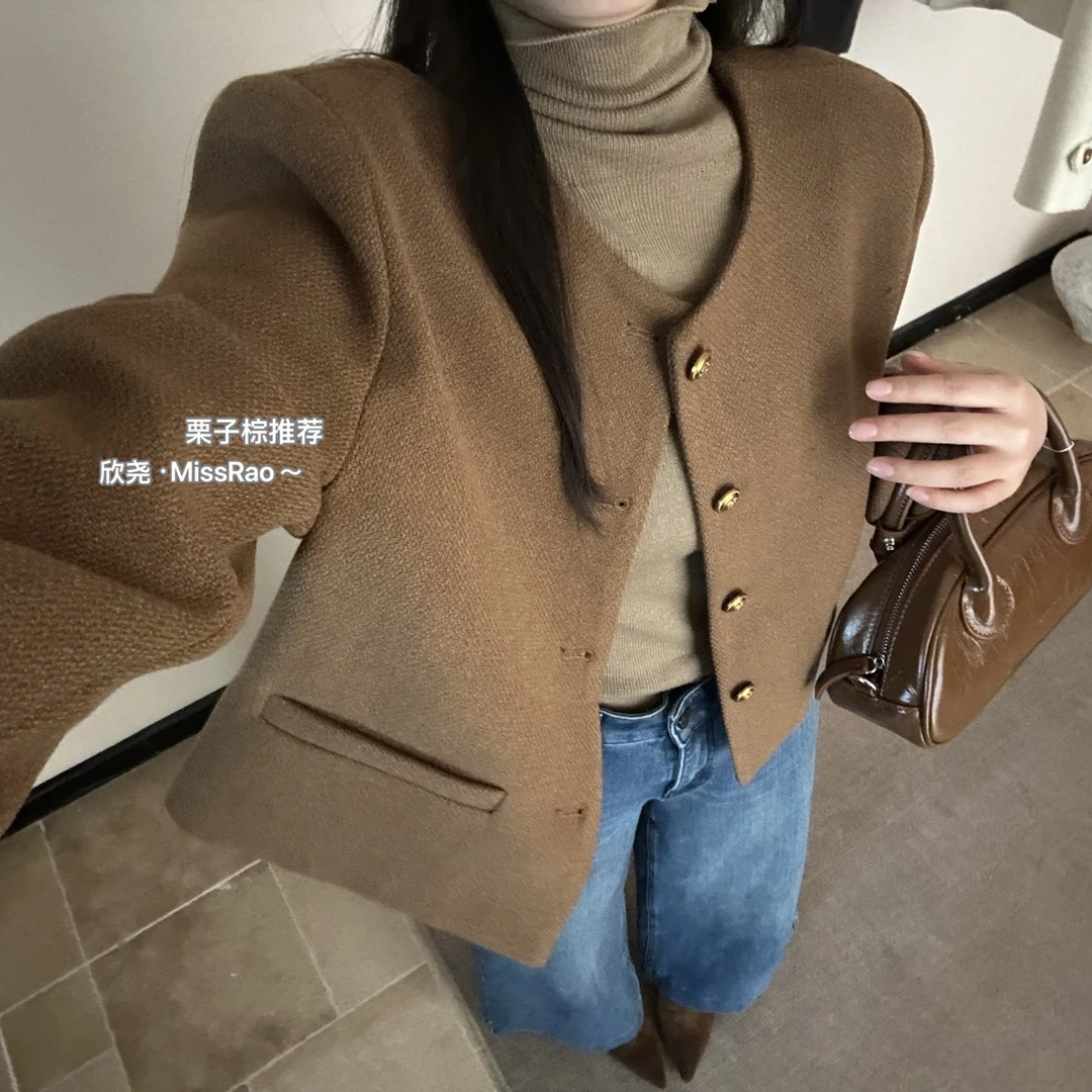 上新#欣尧AOT秋冬上新韩系高品极简主义小香风短外套60267