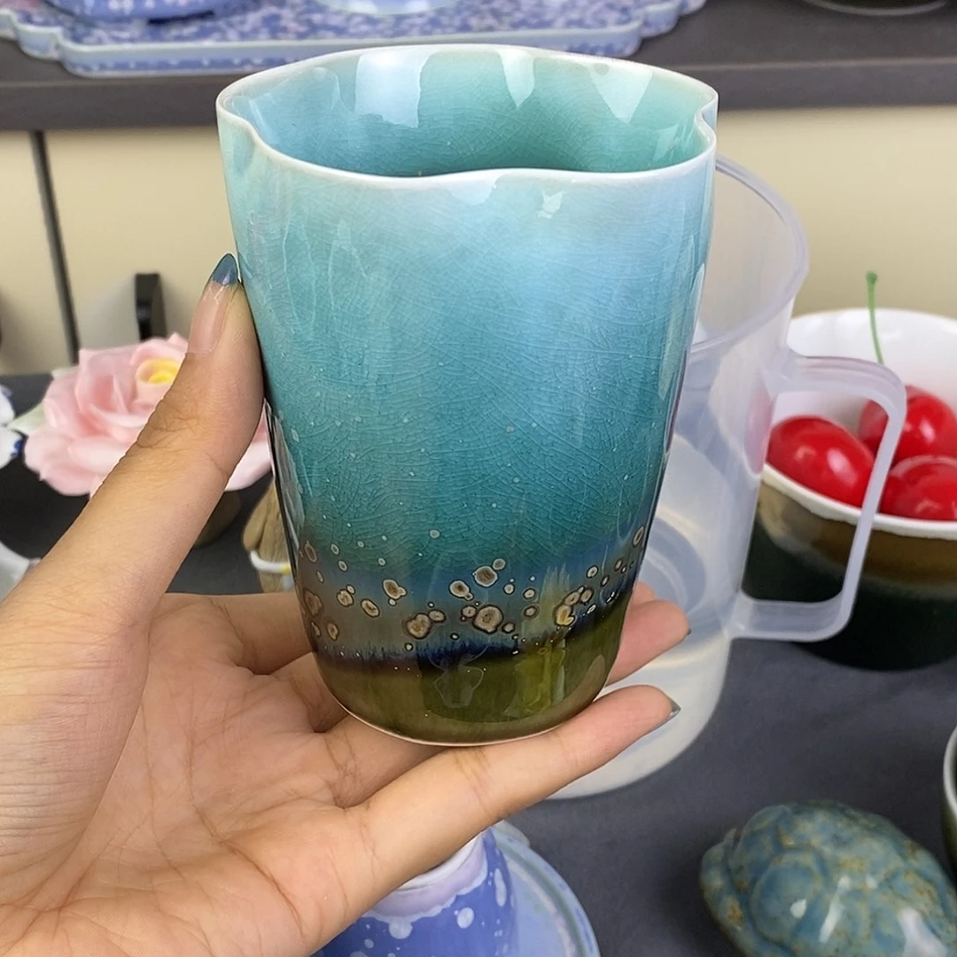 景德镇高温陶瓷花口咖啡杯