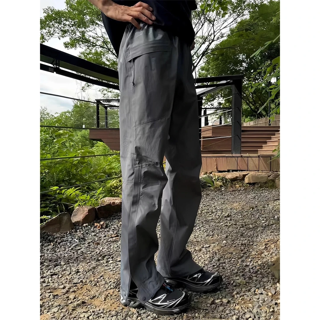 美式防水硬壳冲锋裤男款秋季侧拉链工装裤子户外运动徒步登山长裤
