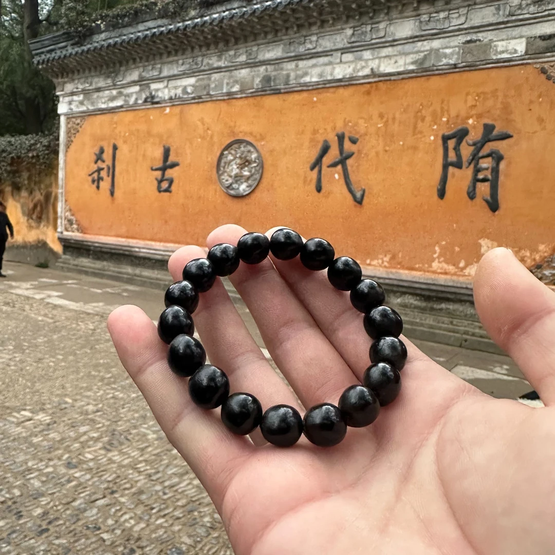 非金属木质手链 非金属无患子手串男士时尚女士素圈单圈男款黑色