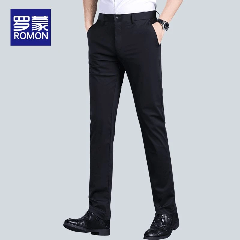 罗蒙商务弹力休闲裤男款夏季薄款男士时尚百搭直筒裤子男透气男裤
