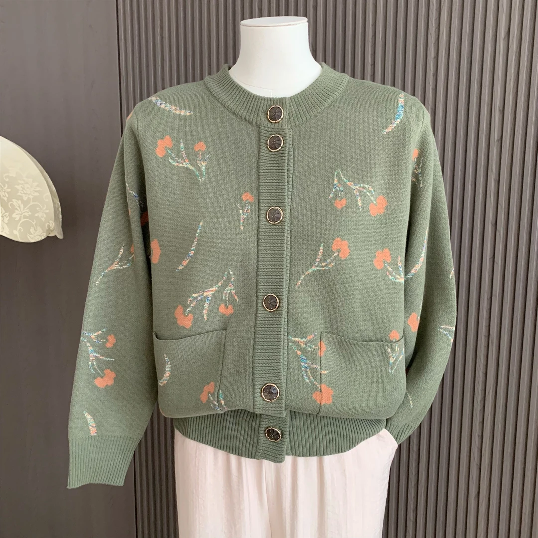 老年人秋装女针织开衫外套新款奶奶衣服春秋圆领毛衣老太太打底衫