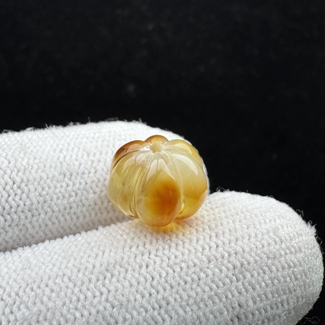 M5418天然原矿蜜蜡瓜珠13.3mm一物一图支持鉴定
