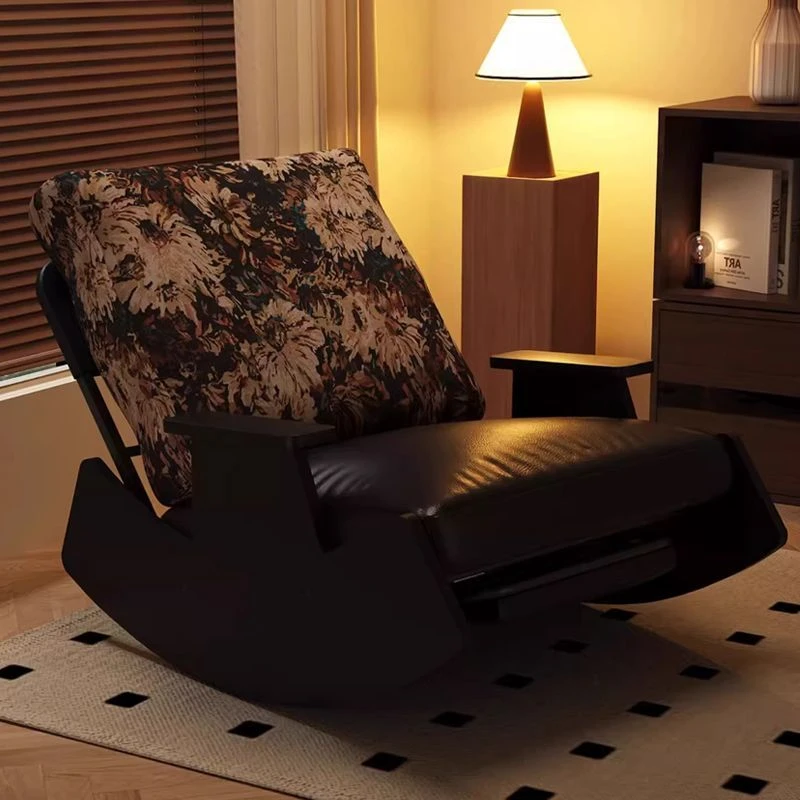 实木摇摇阳台单人懒人休闲沙发椅家用客厅沙发休闲椅复古躺椅椅子