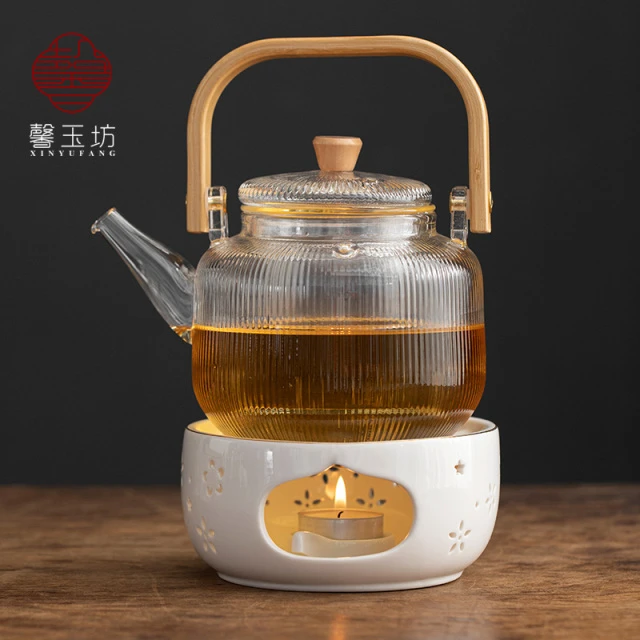 花茶玻璃壶蜡烛加热温茶炉餐厅下午茶保温煮茶炉水果茶煮茶器套装
