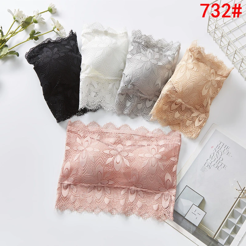 一字围裹胸蕾丝抹胸性感防走光无肩带聚拢美背MB10177