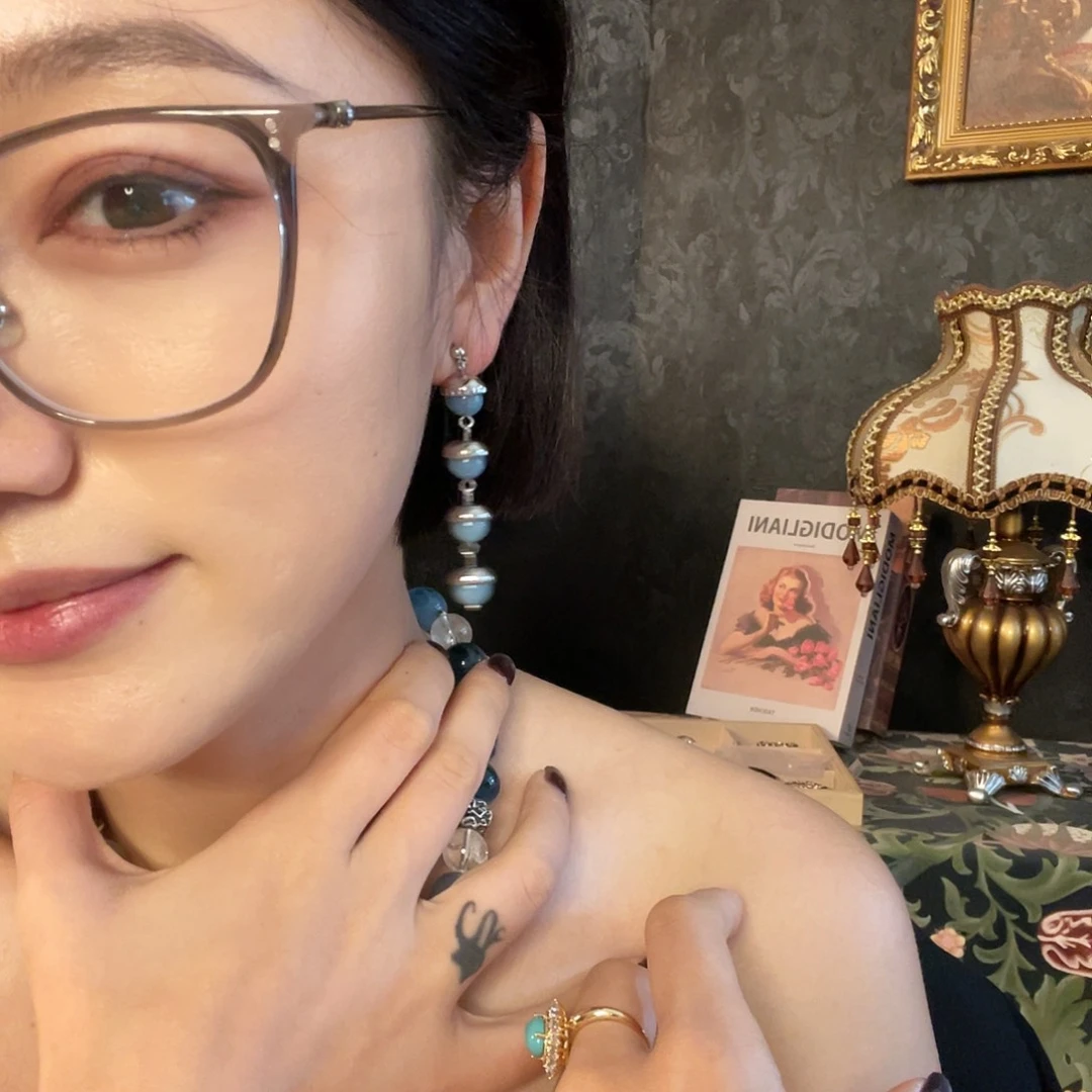 黄铜925银琉璃耳钉