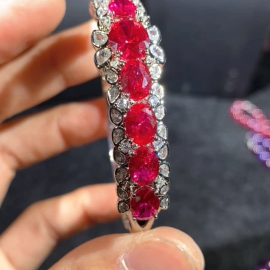 红宝石戒指银S925镶嵌