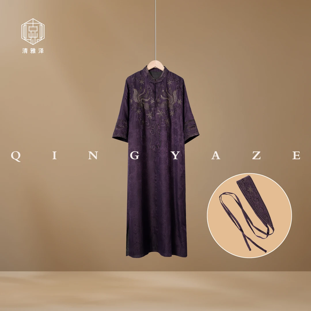 五尾金丝凤！重工刺绣真丝香云纱新中式连衣裙！GZ5751