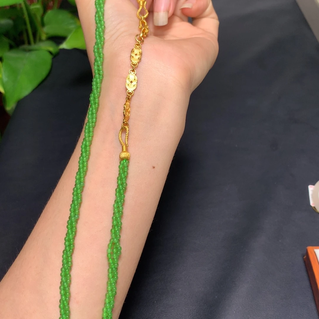 和田玉未镶嵌颈饰碧玉麻花项链