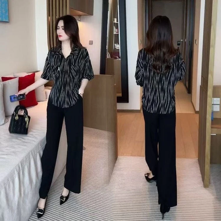 2025春季新款衬衣女大码条纹衬衫时尚妈妈装宽松开衫遮肚衫薄