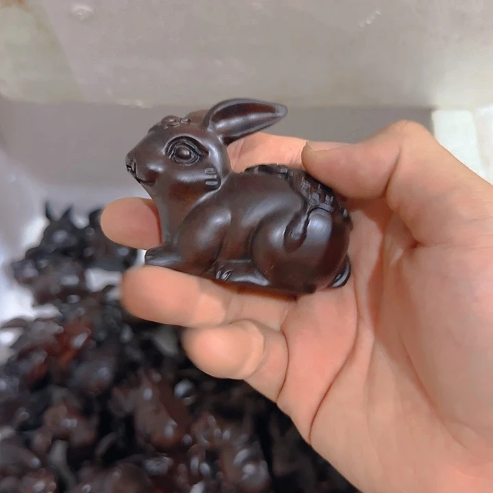 木黑檀木8福财兔一只
