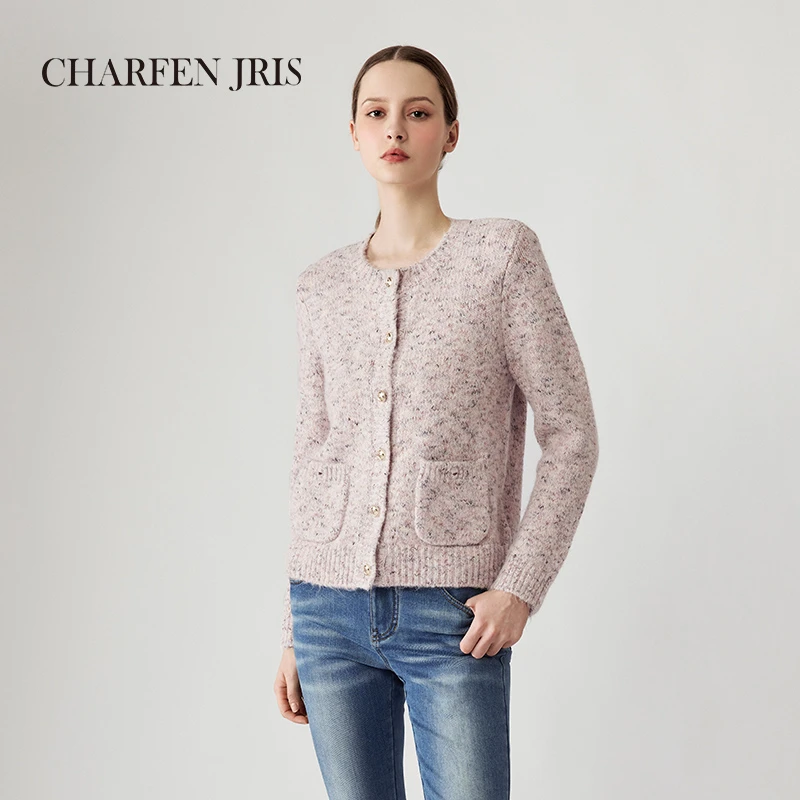 【达人专属】朝峰宽松文艺彩点花纱针织衫上衣FJE5E680-6115J