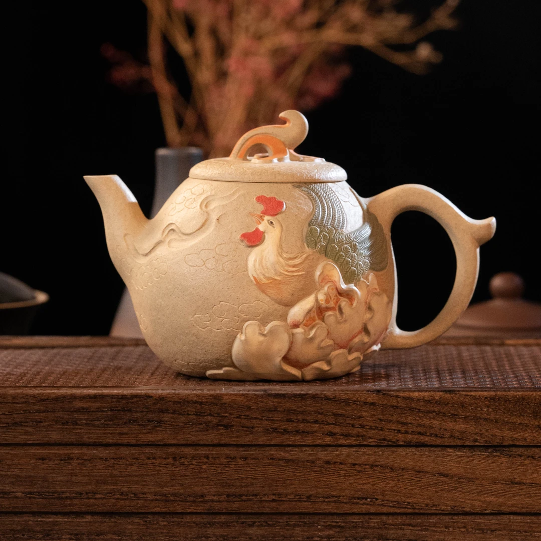 GSB-012  高水波  宜兴手工紫砂   凤穿牡丹