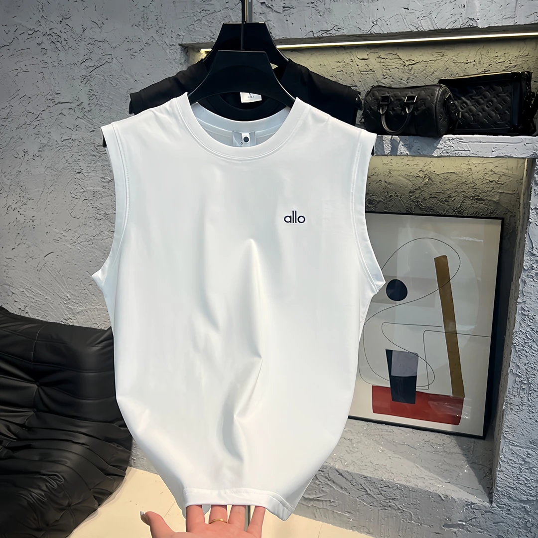 2025新款夏季休闲纯棉无袖T恤背心白色坎肩宽松圆领马甲薄款打底