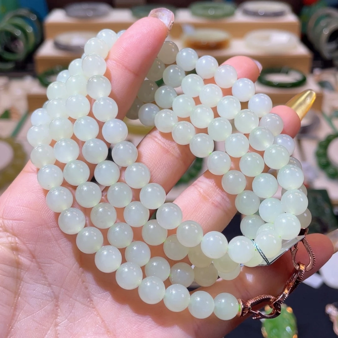 和田玉高品冰晴108未镶嵌