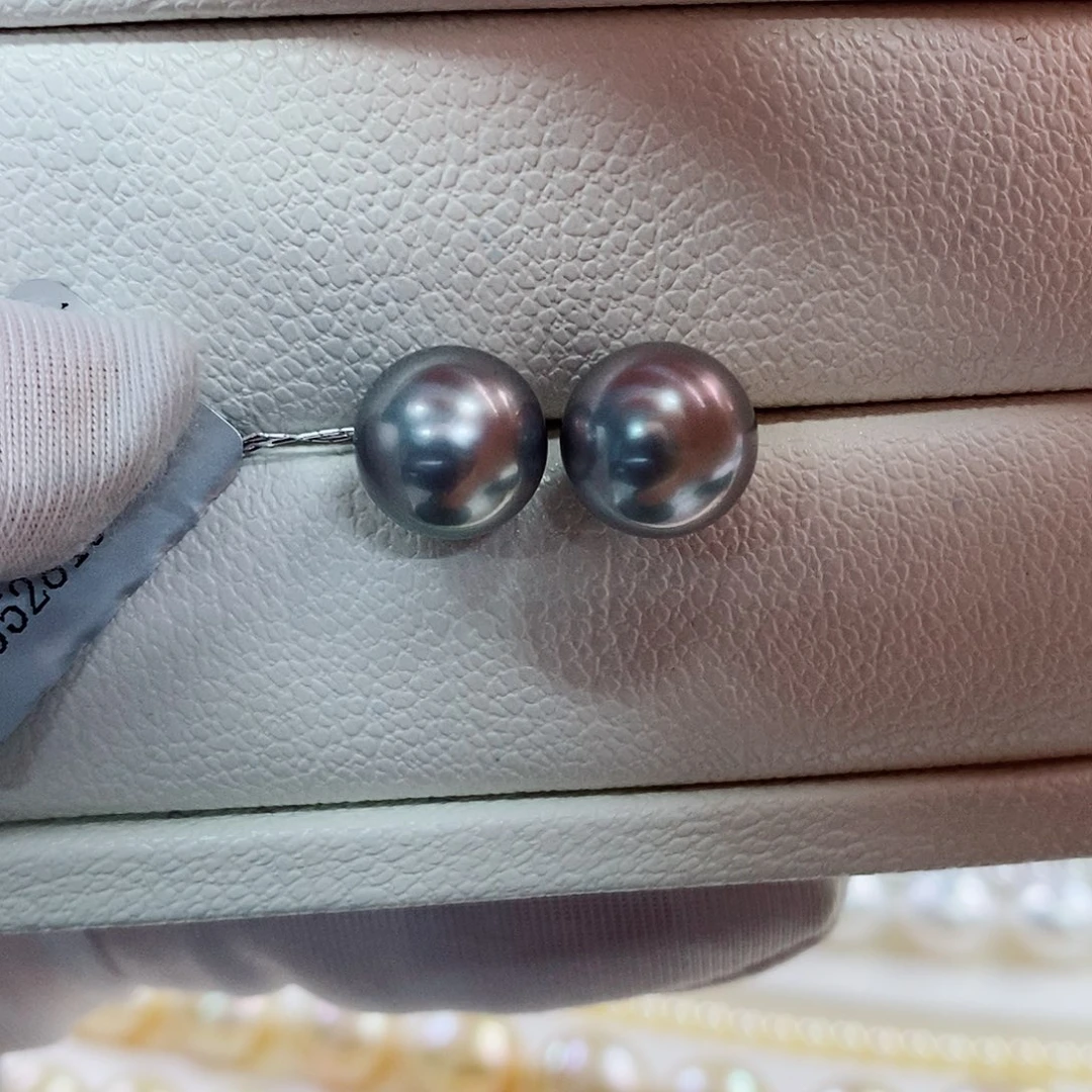 银S925镶嵌耳饰海水珍珠10-11