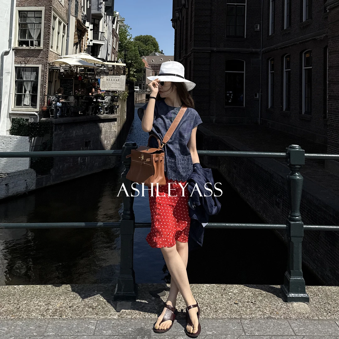 【ASHLEYASS】“阿姆斯特丹真丝半裙”复古高腰直筒半身裙LSQ250711C