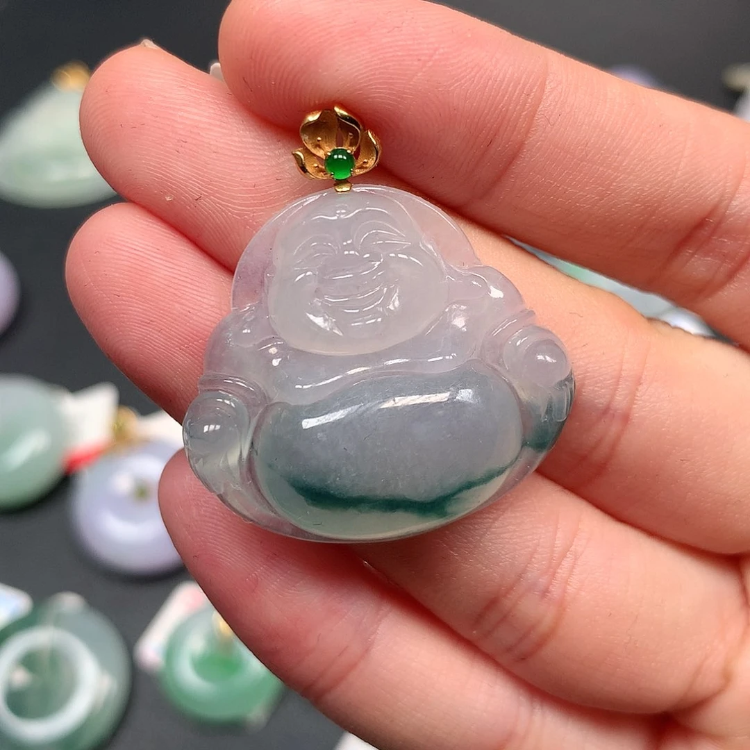 颈饰18K金镶嵌翡翠翡翠吊坠