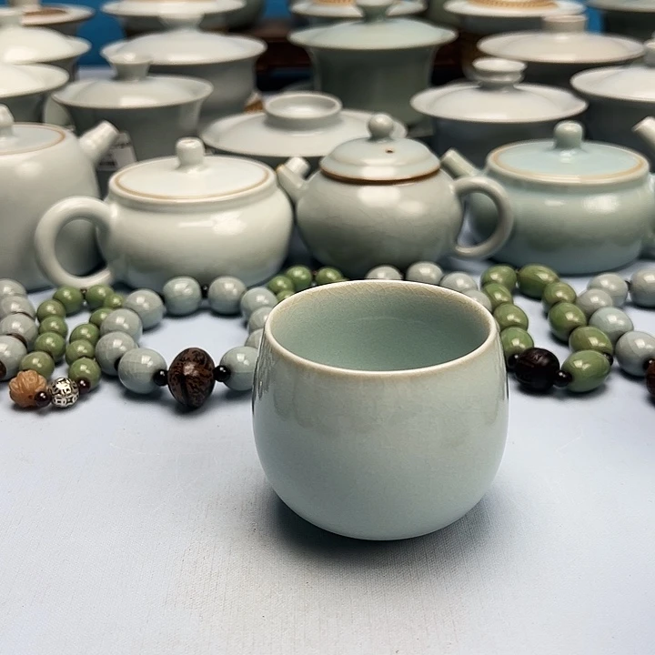 杯天青釉龙蛋杯原矿原釉原产地