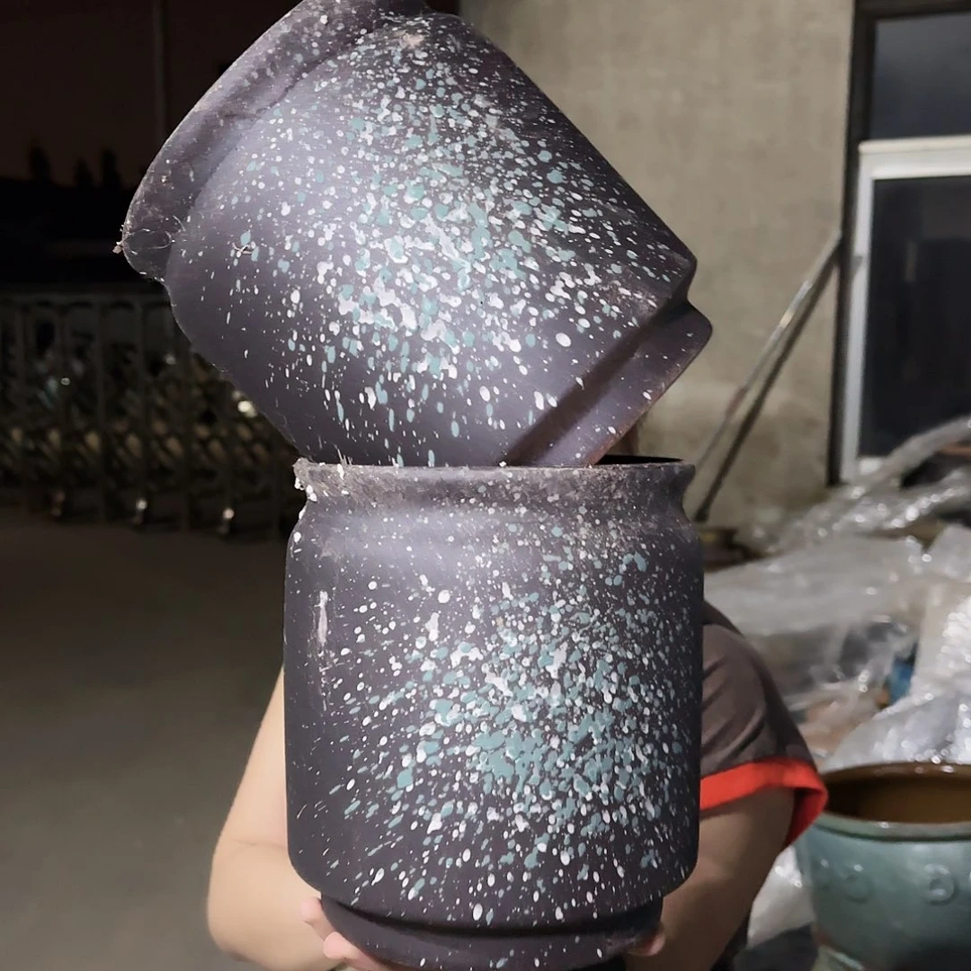 紫砂花盆高21口18