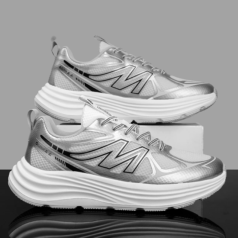 男鞋2025新款秋季厚底增高休闲运动鞋青少年网面透气百搭老爹潮鞋