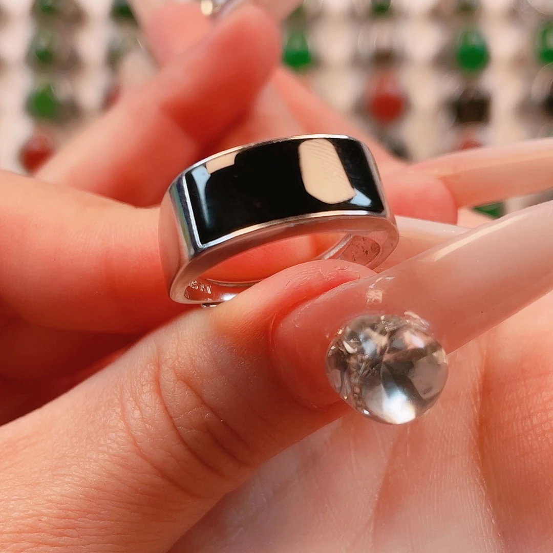 银S925镶嵌戒指和田玉