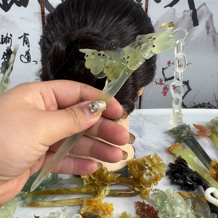 定制蛇纹石玉銣*毛货发饰