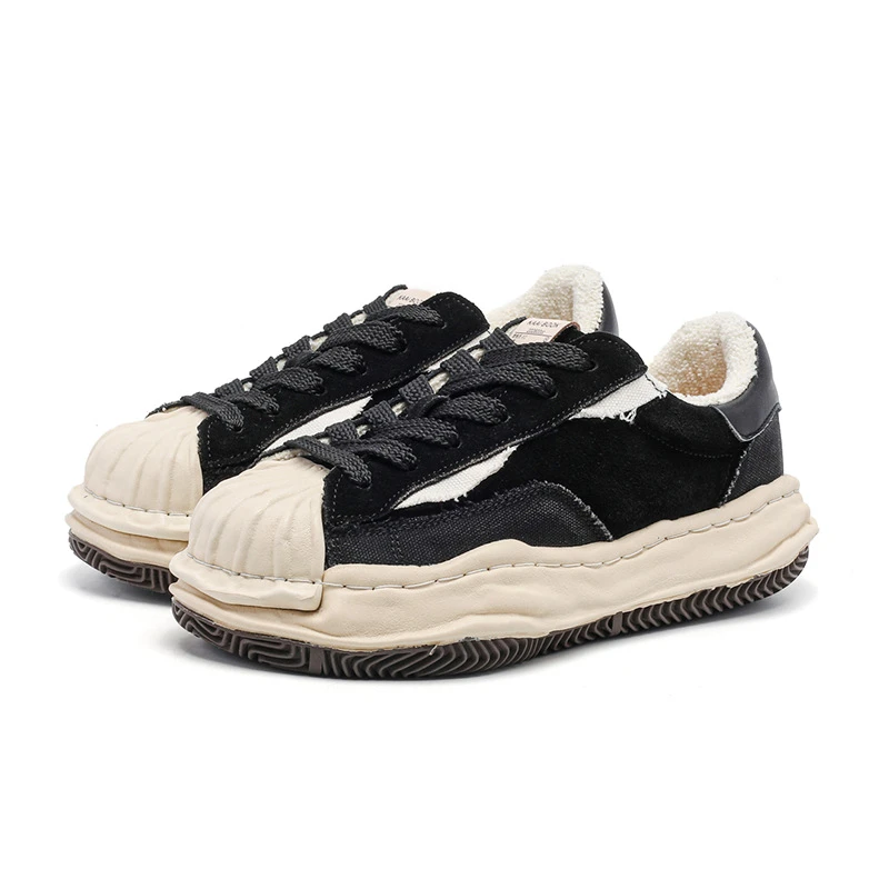 日系设计感厚底溶解鞋男女增高休闲鞋拼色加绒潮流贝壳头鞋子女士