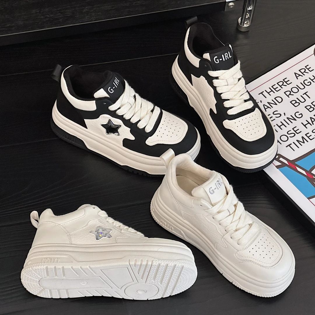 高帮小白鞋女2024冬新款韩版百搭厚底加绒保暖棉鞋休闲运动鞋