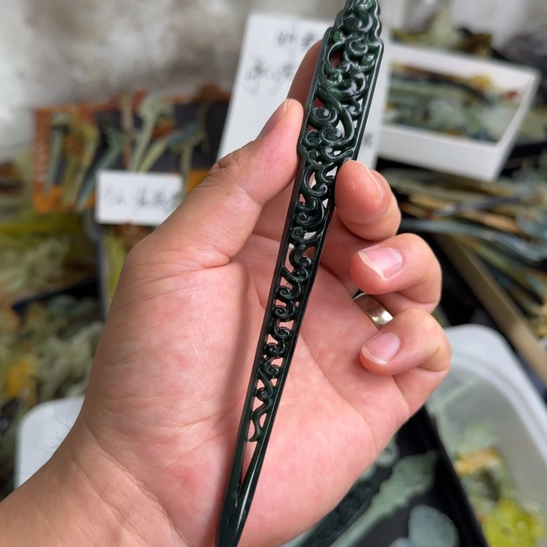 岫玉未镶嵌发饰明君玉簪就是好看