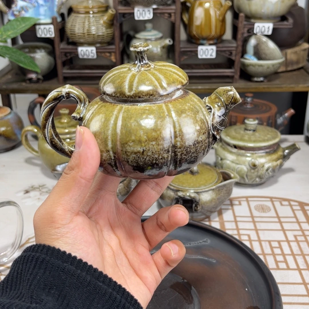 180cc白泥柴烧仿生南瓜壶