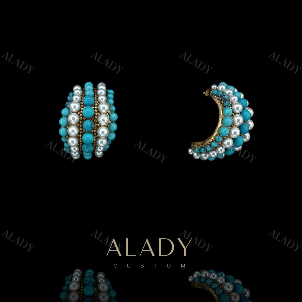 合金合成锆石耳饰 【自由】蓝白搭配显白气质时尚耳钉