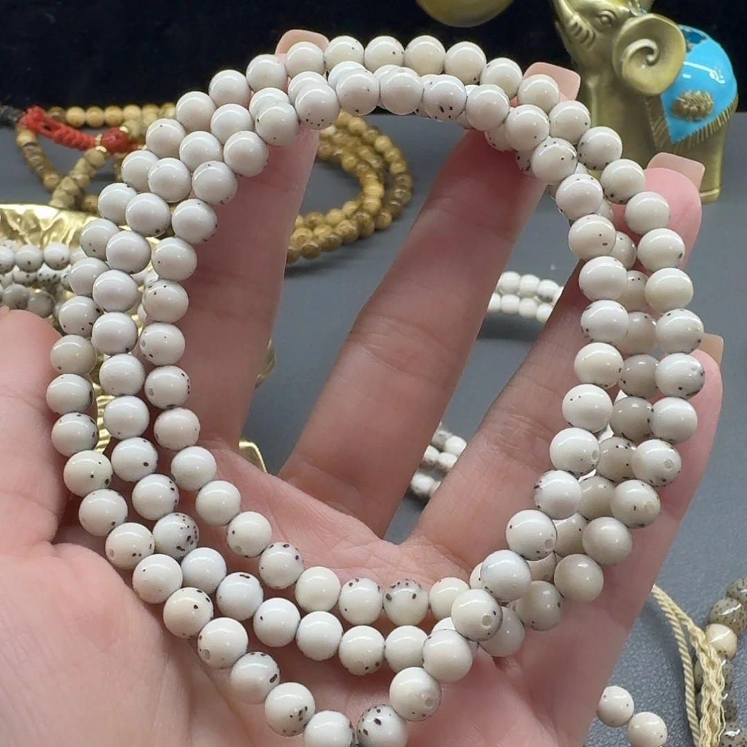 吊坠星月菩提6圆珠挂脖大留白石玉料108