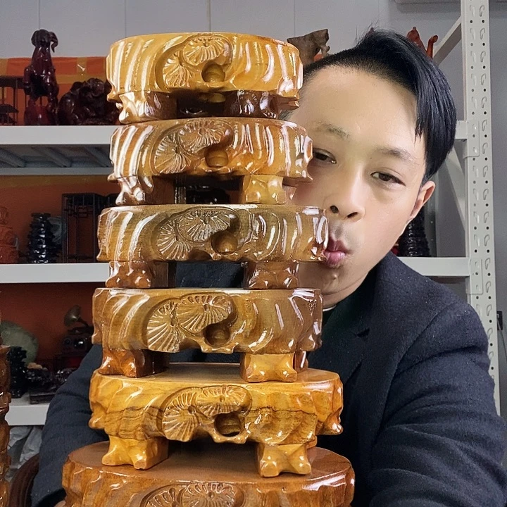 香榧木红木奇石底座马拉丝工艺品