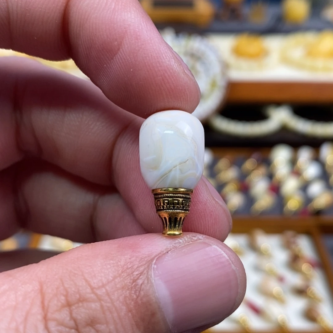 蜜蜡18K金镶嵌裸石配饰三通尺寸11.3