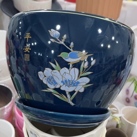 多肉绿植陶瓷花盆9.9包邮，有孔