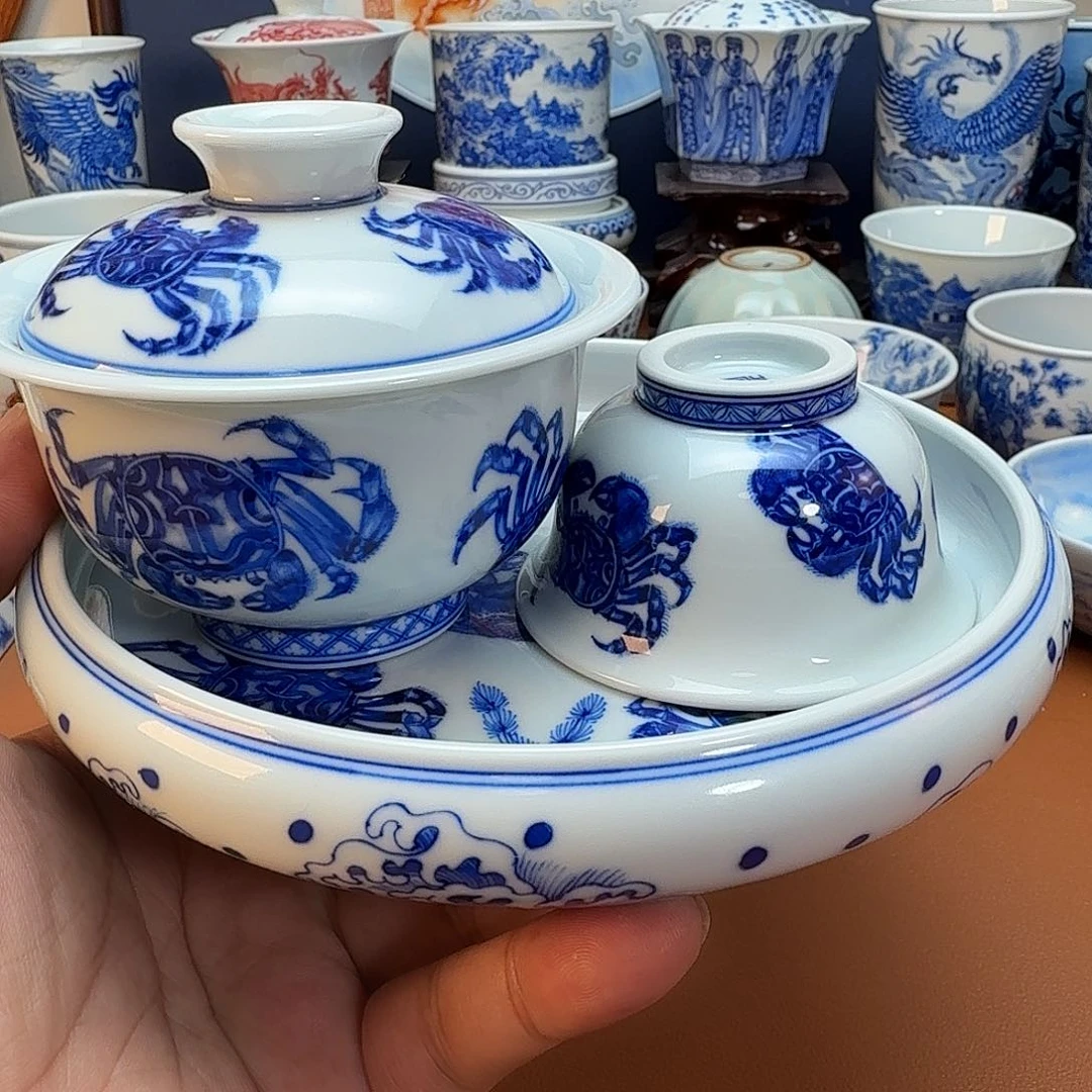海***天杯子景德镇全手工手绘陶瓷