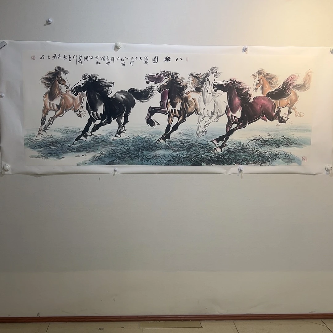 国画小六尺八骏图吴风之