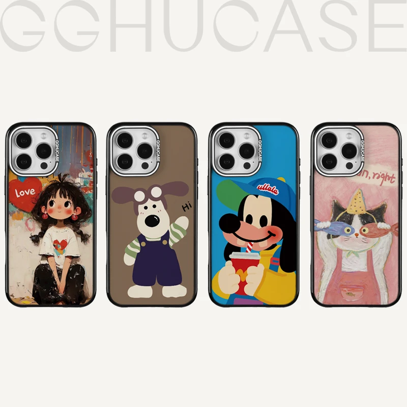 乖乖虎原创套边涂鸦女孩适用苹果iPhone16promax/15全包14手机壳