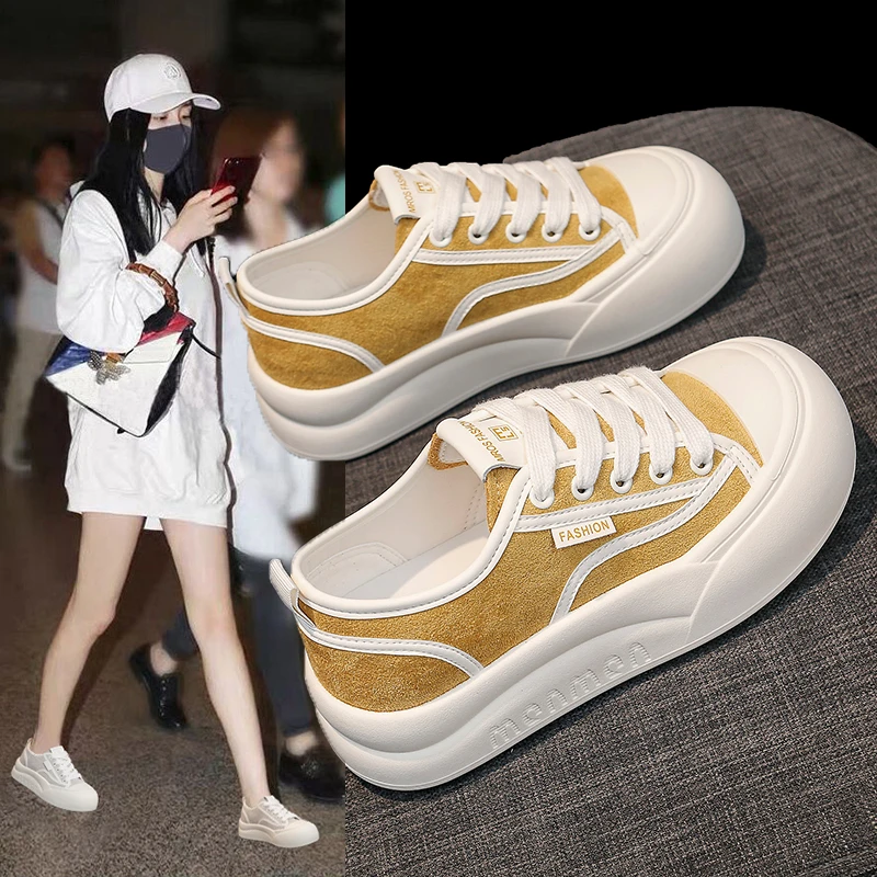 2025新款贝壳头女鞋小白鞋百搭夏季学生厚底鞋子单鞋韩版板鞋子