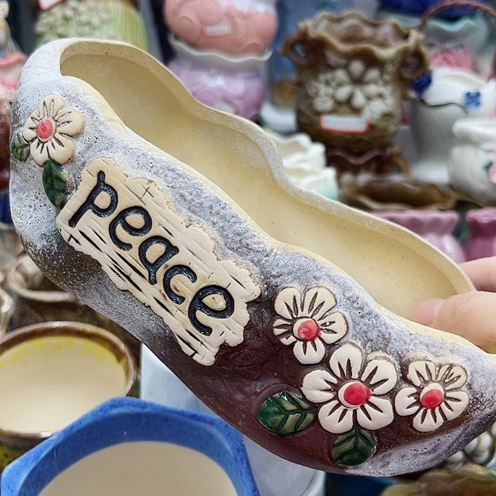 多肉绿植陶瓷花盆9.9包邮，有孔