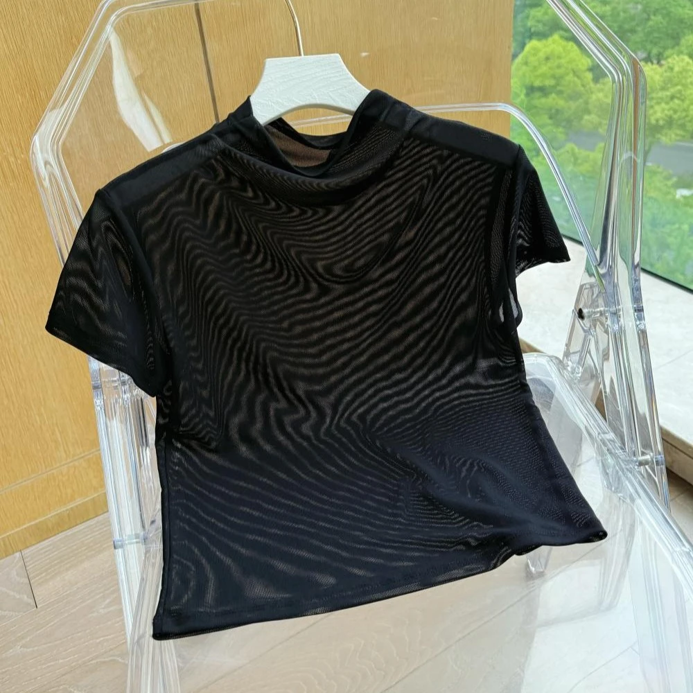 【妩媚纱纱】33439炎炎夏日必备堆堆领超透气瑜伽健身外穿搭配网纱