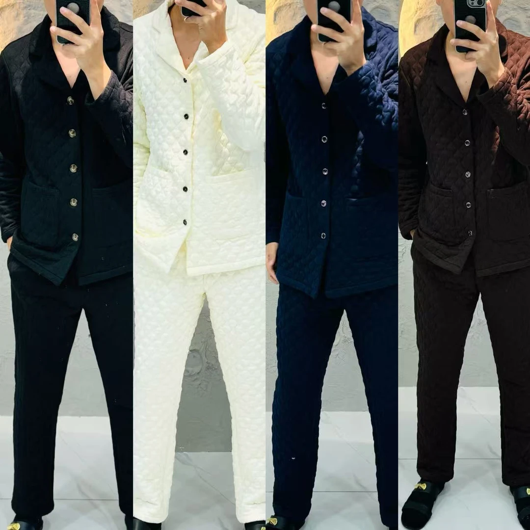 【1921】空气棉立体印花秋冬家居服睡衣套装男士休闲保暖轻奢