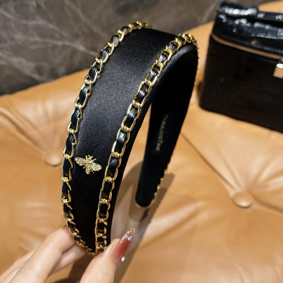 杨杨babytime双链条黑色蜜蜂宽发箍女高颅顶日常外戴高级轻奢头箍