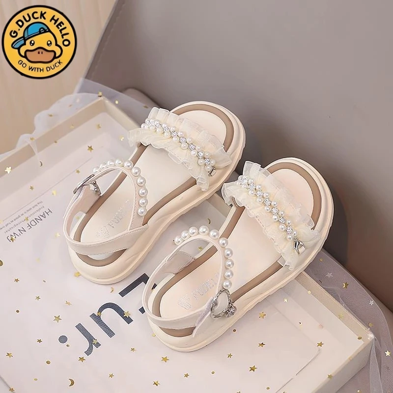 小黄鸭女童凉鞋夏季2025新款中大童小女孩学生时尚洋气儿童公主鞋