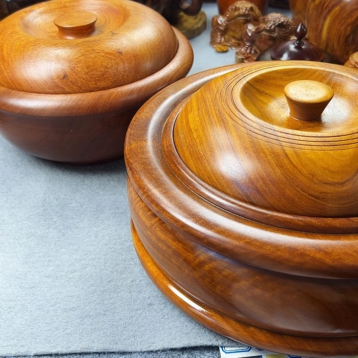 苦*啡缅甸花梨木大罐子二个