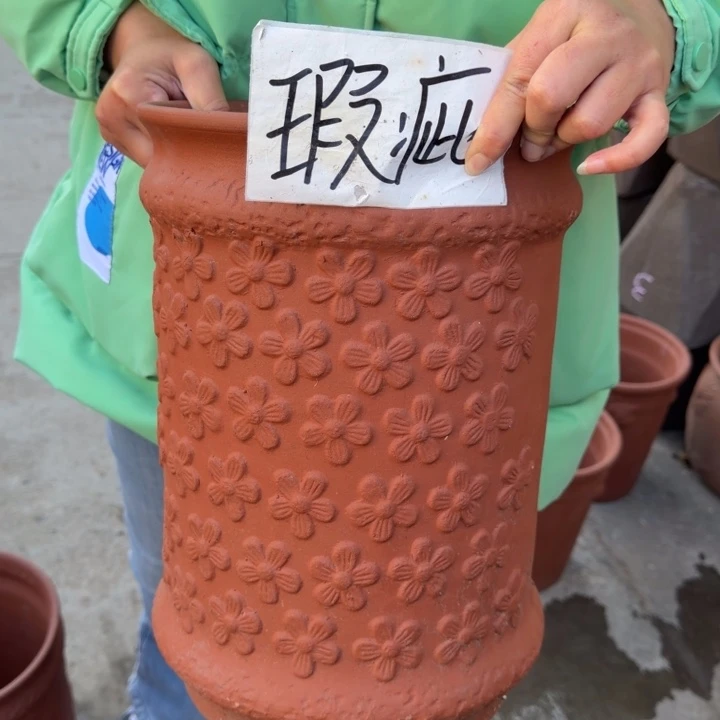 紫砂花盆口25高37宜兴紫砂瑕疵粗糙底部火裂