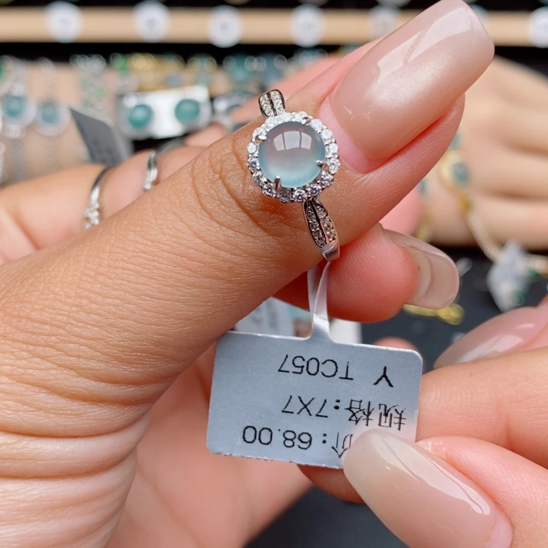 银S925镶嵌戒指翡翠