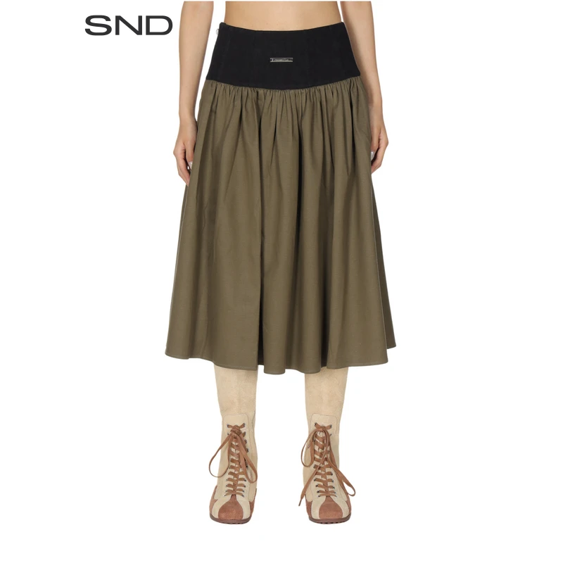 【MANZANILLA 设计师品牌】SND AW25 撞色拼接A摆半身裙